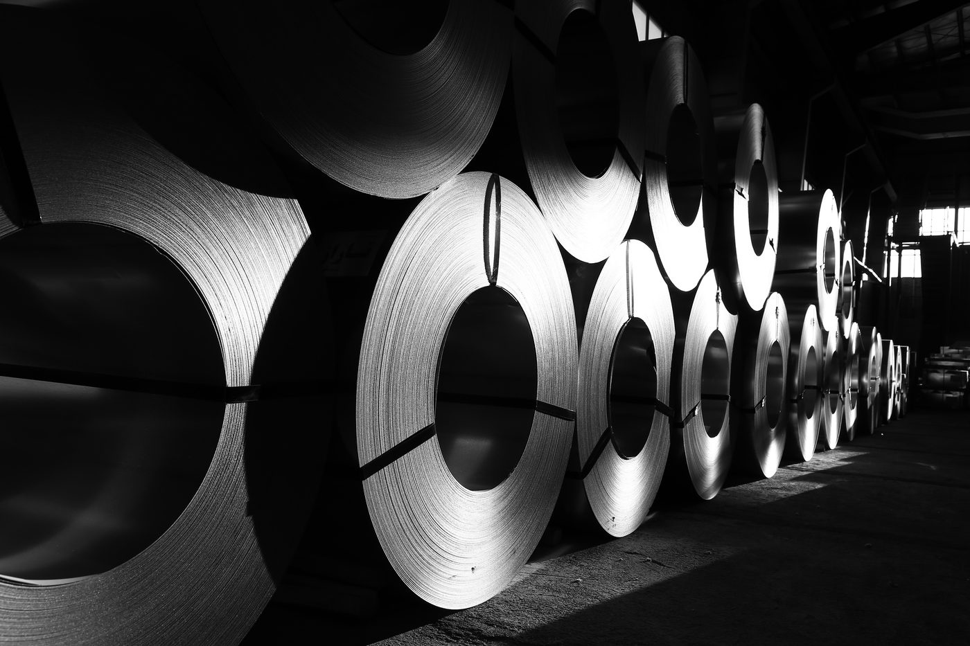 Steel coils in warehouse