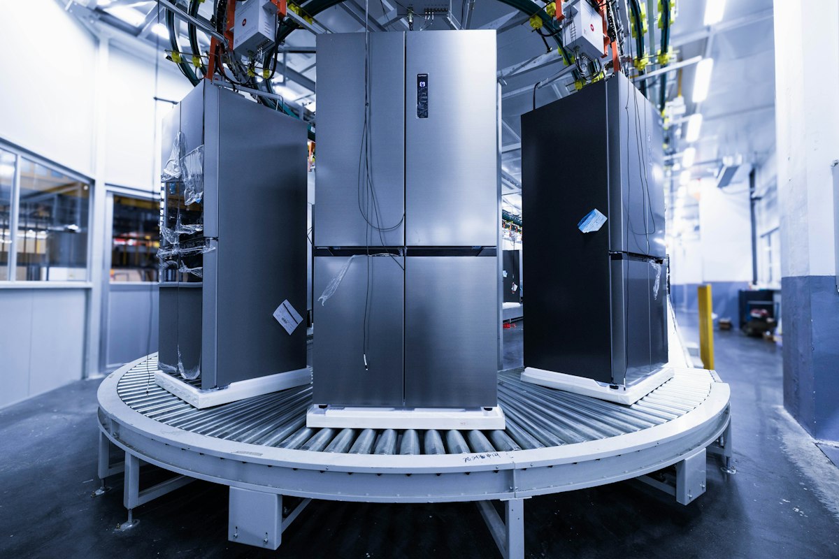 Group of refrigerators in a showroom