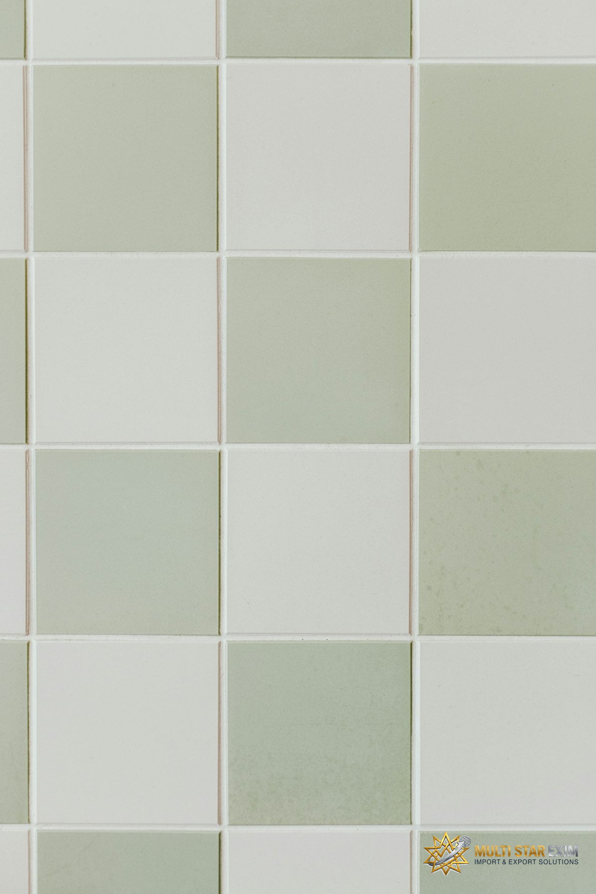 Green and white ceramic wall tiles