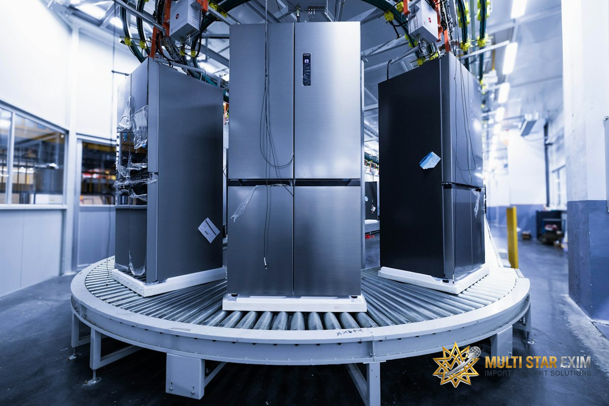 Group of refrigerators in a showroom